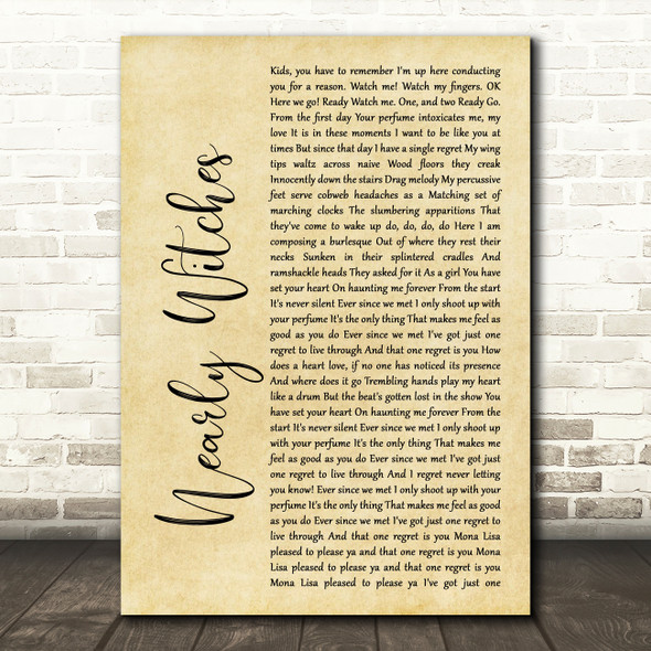 Panic! At The Disco Nearly Witches (Ever Since We Met) Rustic Script Song Lyric Wall Art Print