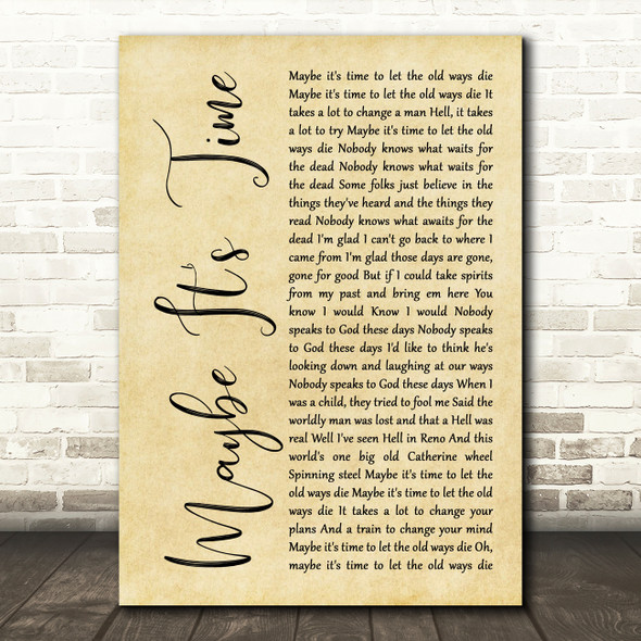 Bradley Cooper Maybe It's Time Rustic Script Song Lyric Wall Art Print