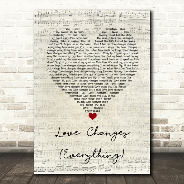 Climie Fisher Love Changes (Everything) Script Heart Song Lyric Wall Art Print