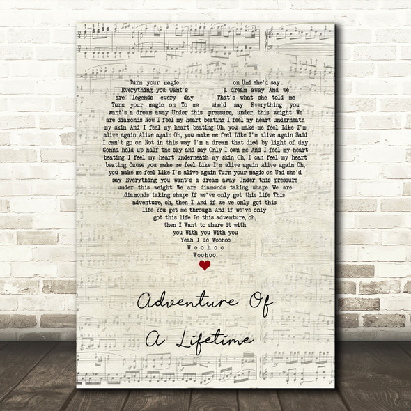 Coldplay Adventure Of A Lifetime Script Heart Song Lyric Wall Art Print