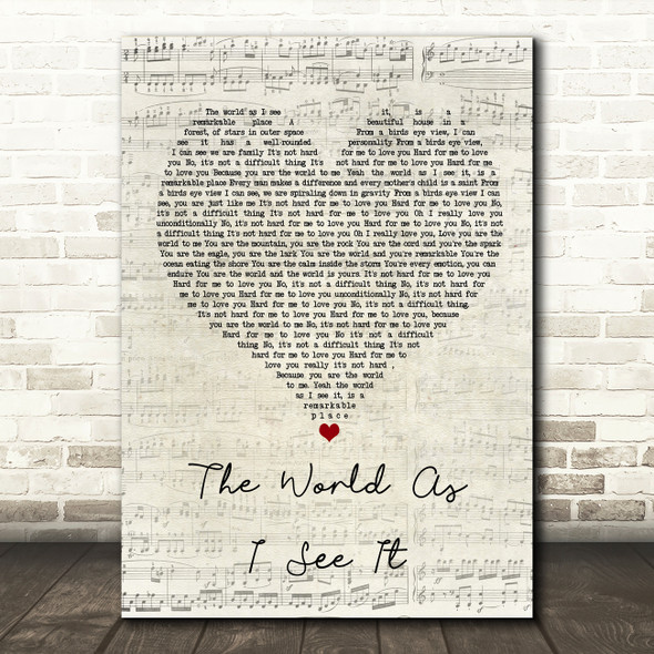 Jason Mraz The World As I See It Script Heart Song Lyric Wall Art Print