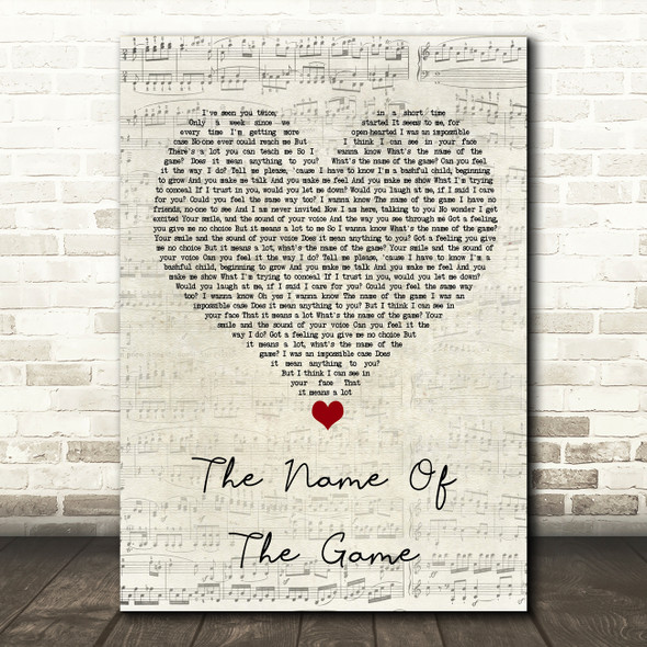 ABBA The Name Of The Game Script Heart Song Lyric Wall Art Print