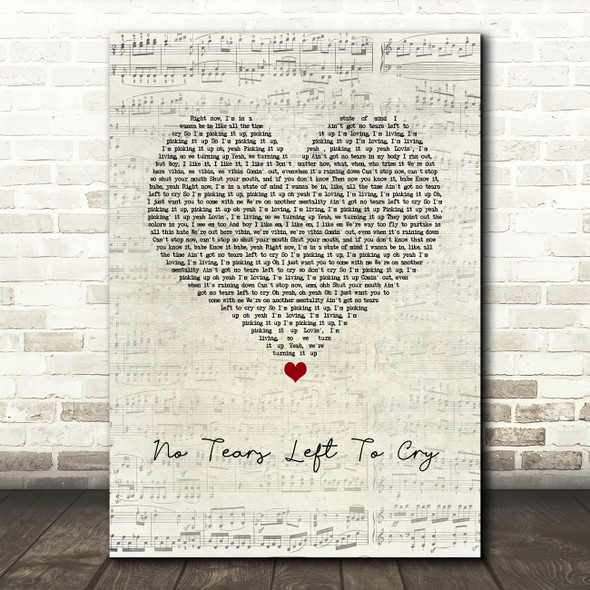 Ariana Grande No Tears Left To Cry Script Heart Song Lyric Wall Art Print