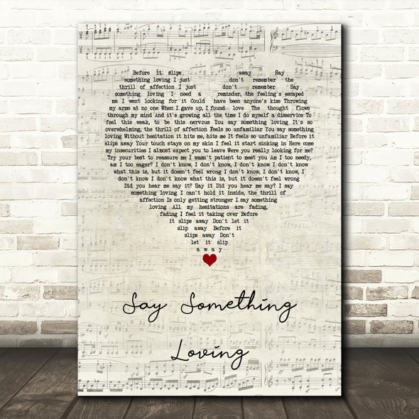 The xx Say Something Loving Script Heart Song Lyric Wall Art Print