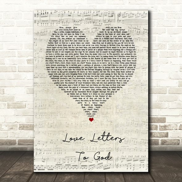 Nahko And Medicine For The People Love Letters To God Script Heart Song Lyric Wall Art Print