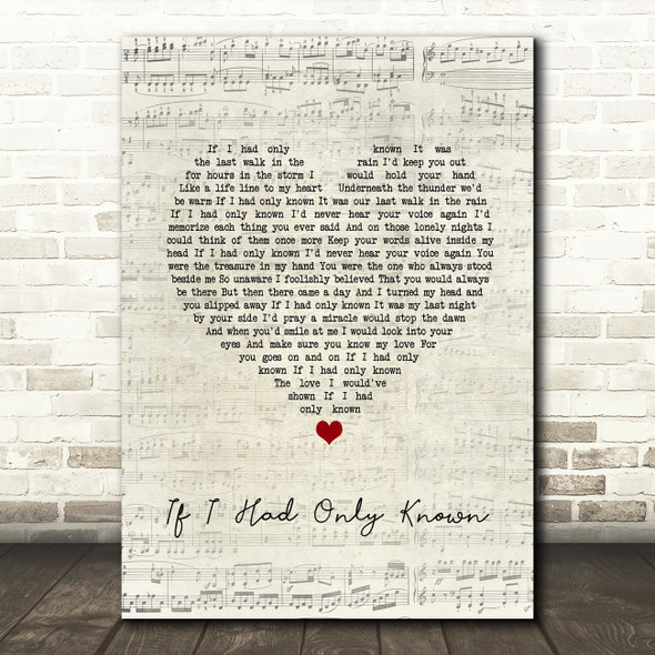 Reba McEntire If I Had Only Known Script Heart Song Lyric Wall Art Print