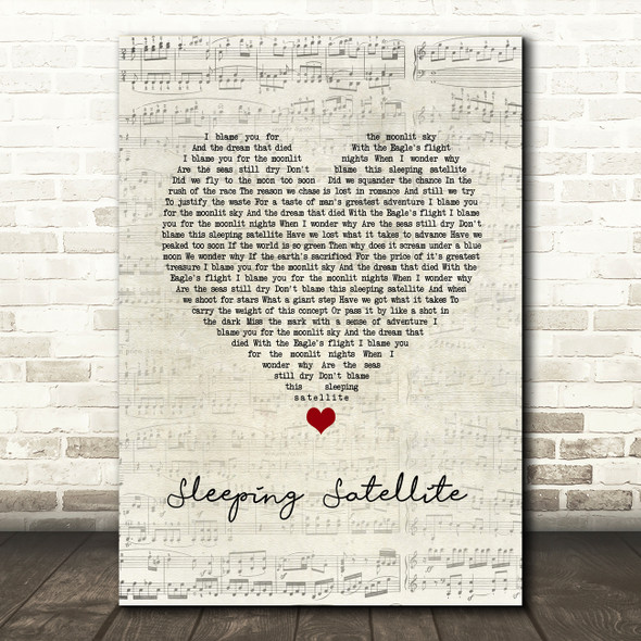 Tasmin Archer Sleeping Satellite Script Heart Song Lyric Wall Art Print