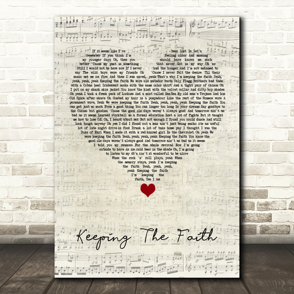 Billy Joel Keeping The Faith Script Heart Song Lyric Wall Art Print