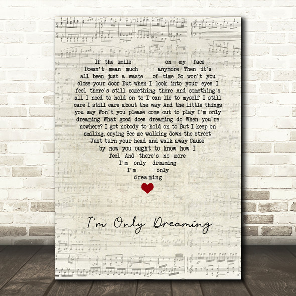 Small Faces I'm Only Dreaming Script Heart Song Lyric Wall Art Print