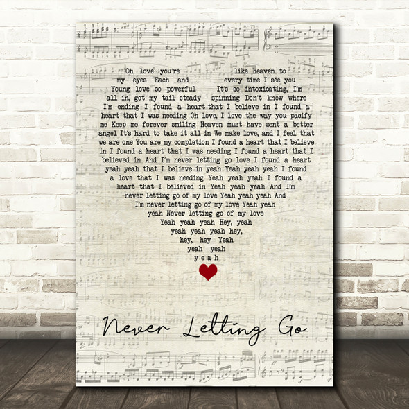 Anthony Hamilton Never Letting Go Script Heart Song Lyric Wall Art Print