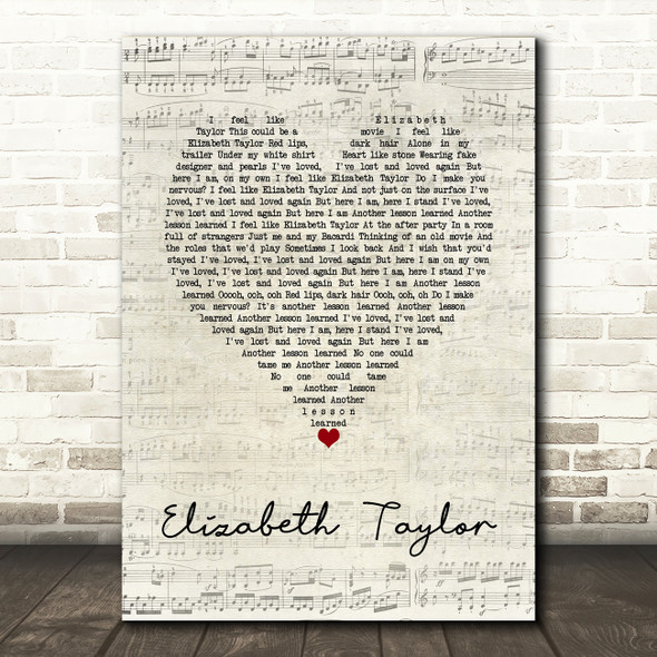 Clare Maguire Elizabeth Taylor Script Heart Song Lyric Wall Art Print