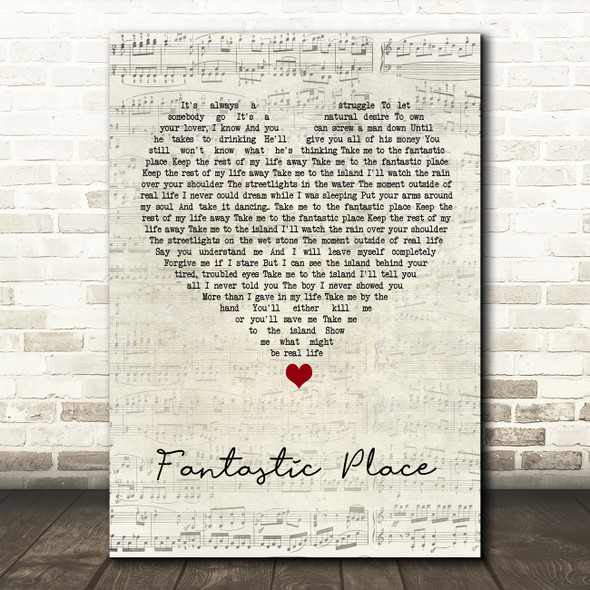 Marillion Fantastic Place Script Heart Song Lyric Wall Art Print