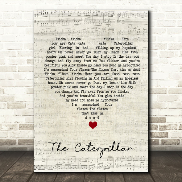 The Cure The Caterpillar Script Heart Song Lyric Wall Art Print