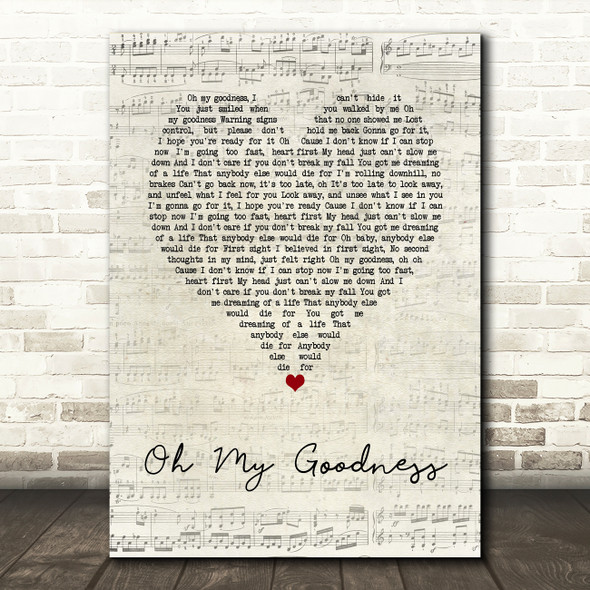 Olly Murs Oh My Goodness Script Heart Song Lyric Wall Art Print