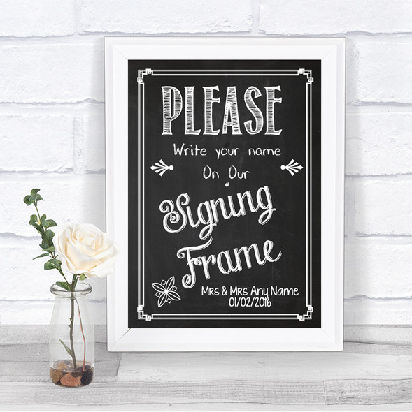 Chalk Sketch Signing Frame Guestbook Personalized Wedding Sign