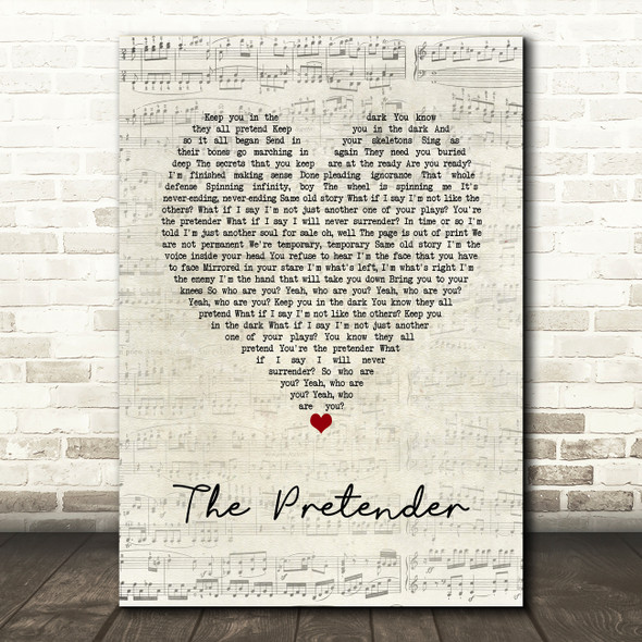 Foo Fighters The Pretender Script Heart Song Lyric Wall Art Print