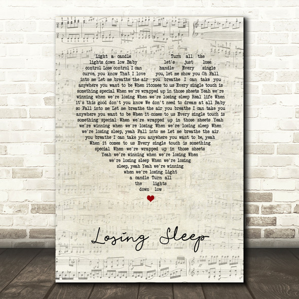 Chris Young Losing Sleep Script Heart Song Lyric Wall Art Print