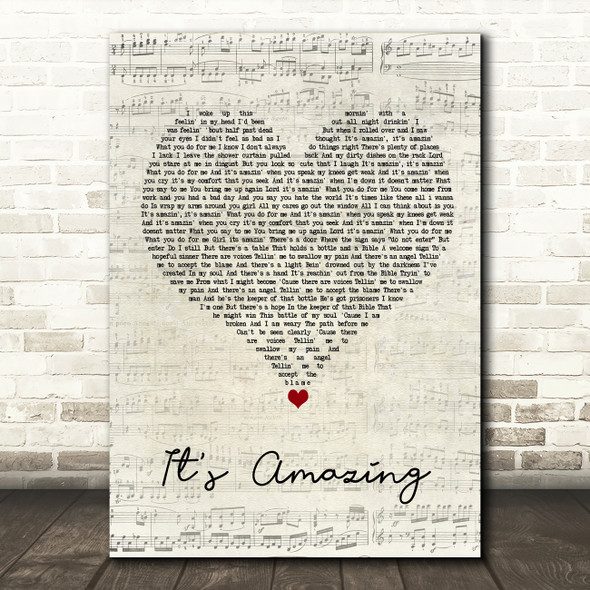 Cody Johnson It's Amazing Script Heart Song Lyric Wall Art Print