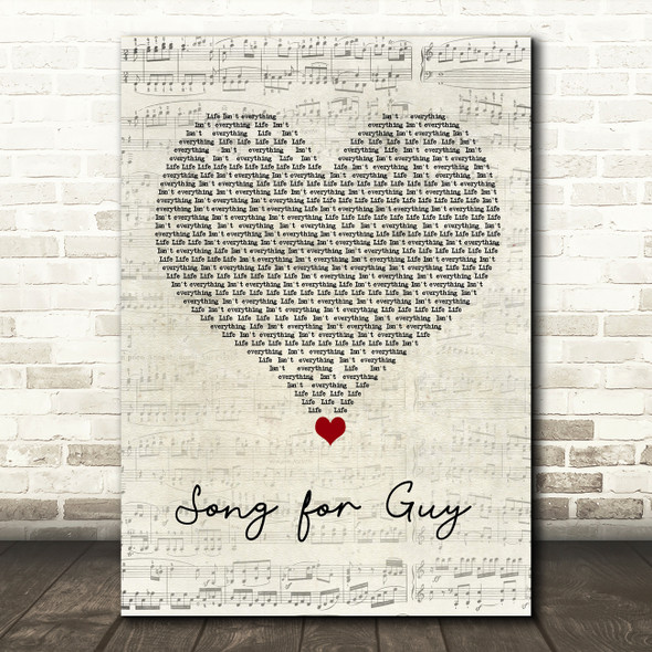 Elton John Song for Guy Script Heart Song Lyric Wall Art Print