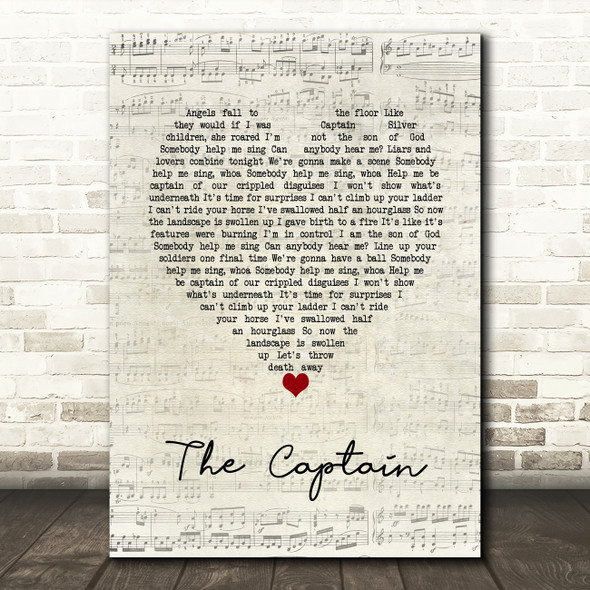 Biffy Clyro The Captain Script Heart Song Lyric Wall Art Print