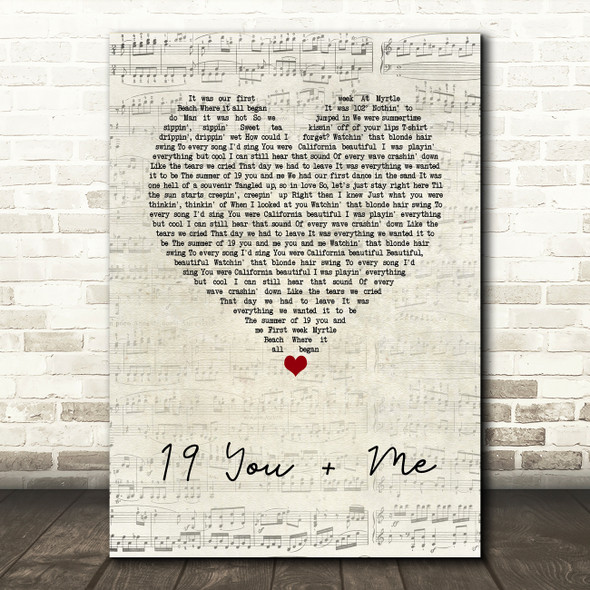 Dan + Shay 19 You + Me Script Heart Song Lyric Wall Art Print