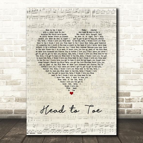 Lisa Lisa & Cult Jam Head to Toe Script Heart Song Lyric Wall Art Print