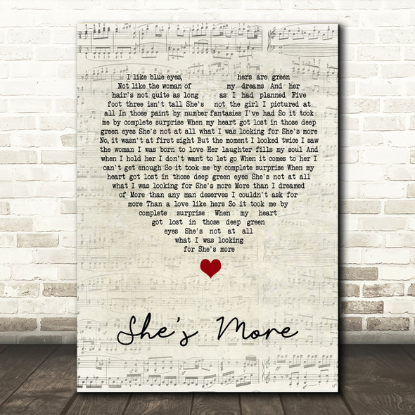 Andy Griggs She's More Script Heart Song Lyric Wall Art Print