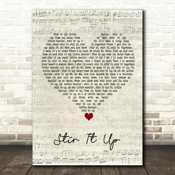 Bob Marley Stir It Up Script Heart Song Lyric Wall Art Print