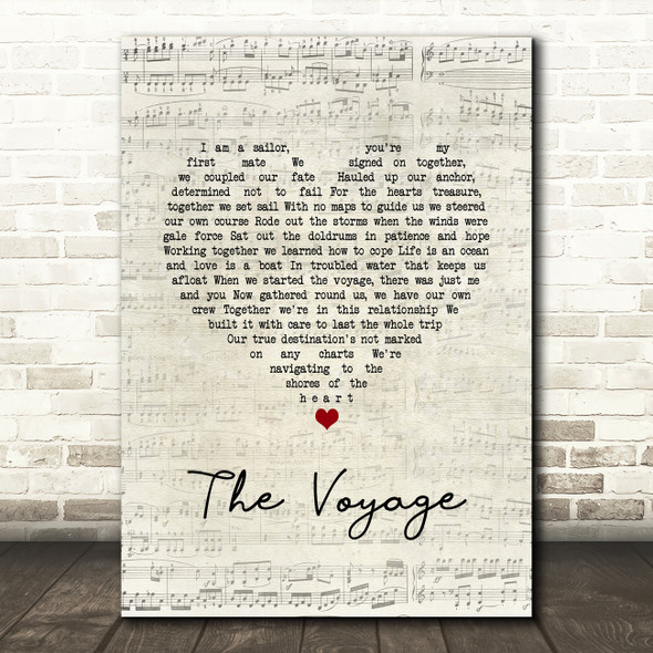 Christy Moore The Voyage Script Heart Song Lyric Wall Art Print