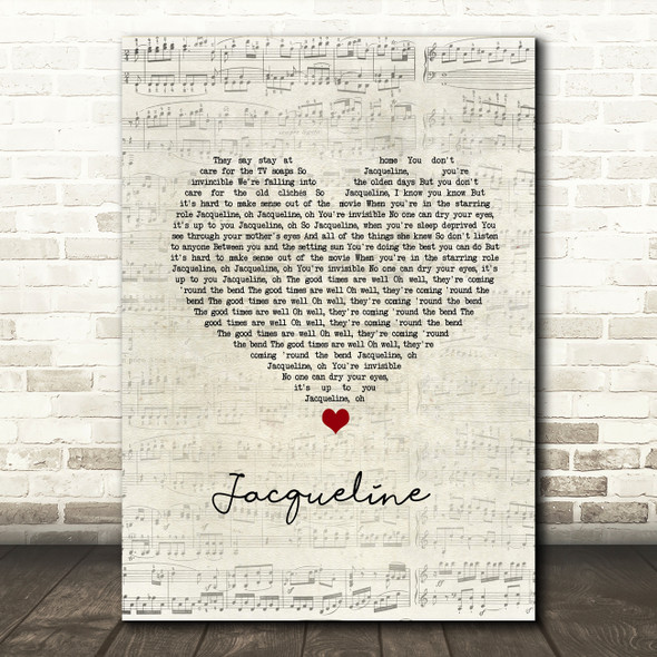 Circa Waves Jacqueline Script Heart Song Lyric Wall Art Print