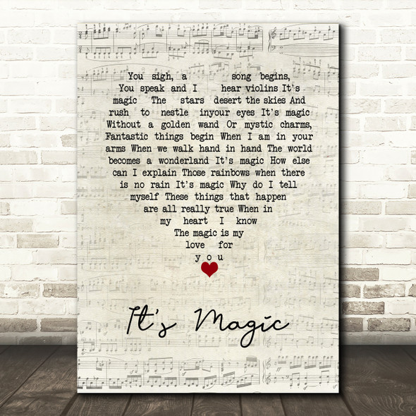 Doris Day It's Magic Script Heart Song Lyric Wall Art Print