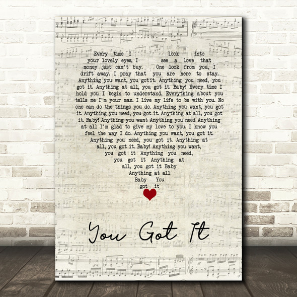 Roy Orbison You Got It Script Heart Song Lyric Wall Art Print
