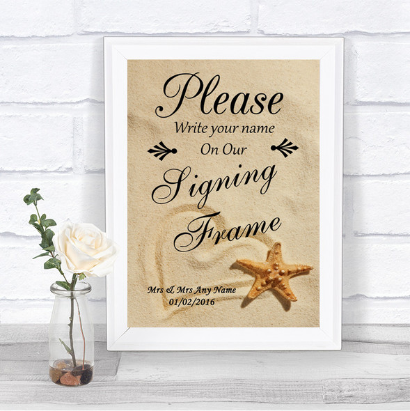 Sandy Beach Signing Frame Guestbook Personalized Wedding Sign