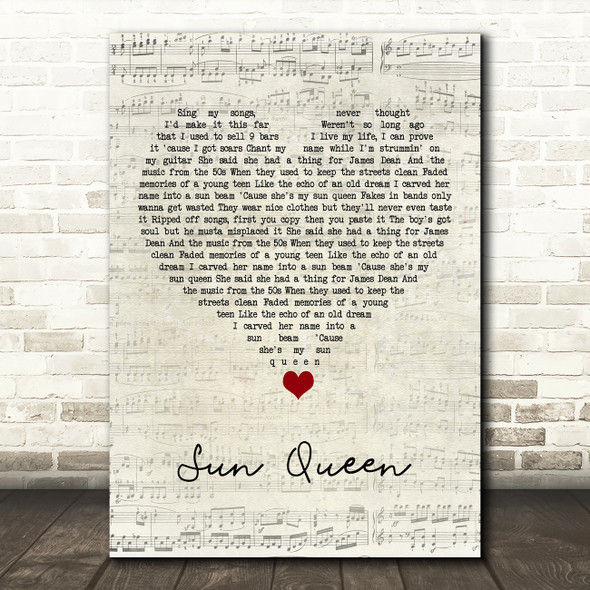 Gerry Cinnamon Sun Queen Script Heart Song Lyric Wall Art Print