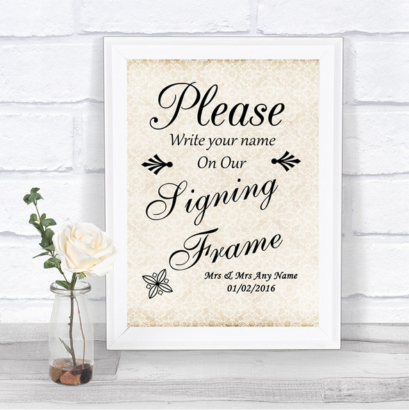 Shabby Chic Ivory Signing Frame Guestbook Personalized Wedding Sign