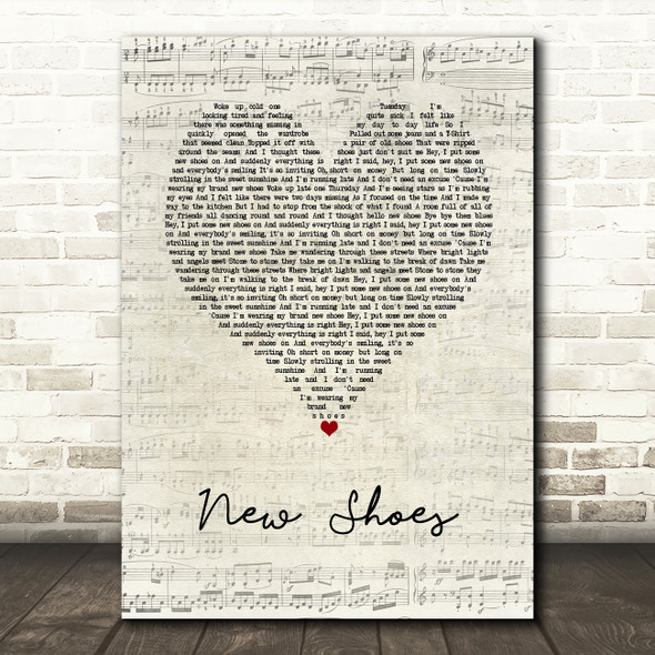 Paolo Nutini New Shoes Script Heart Song Lyric Wall Art Print