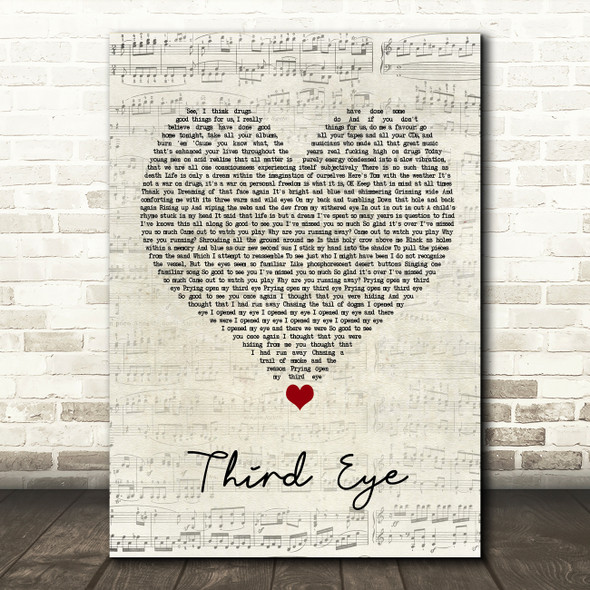 Tool Third Eye Script Heart Song Lyric Wall Art Print