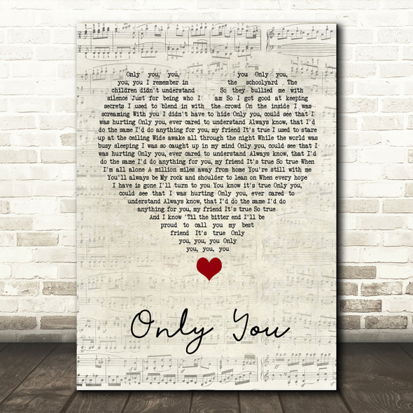 Calum Scott Only You Script Heart Song Lyric Wall Art Print