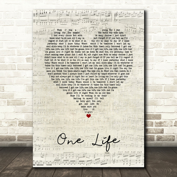 James Morrison One Life Script Heart Song Lyric Wall Art Print