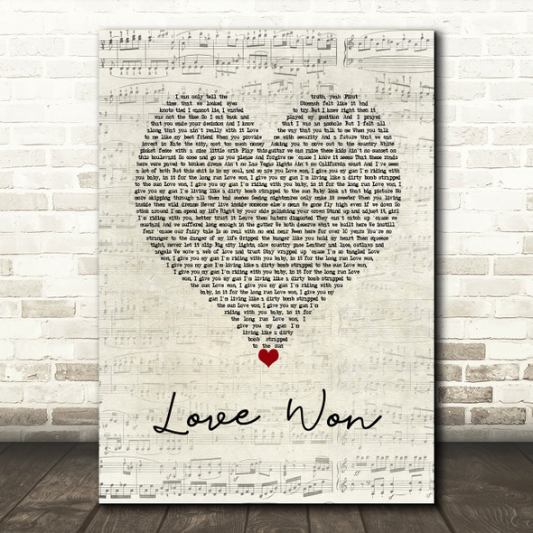 Jelly Roll & Struggle Jennings Love Won Script Heart Song Lyric Wall Art Print