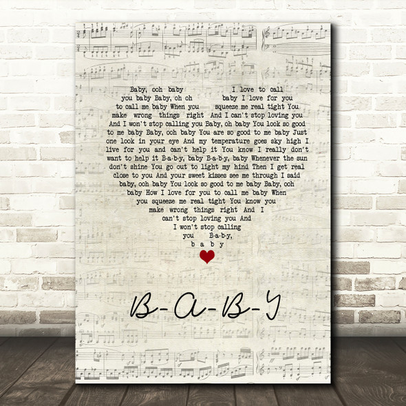 Carla Thomas B-A-B-Y Script Heart Song Lyric Wall Art Print