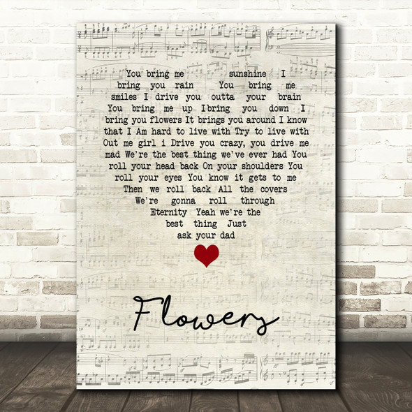 Cross Canadian Ragweed Flowers Script Heart Song Lyric Wall Art Print