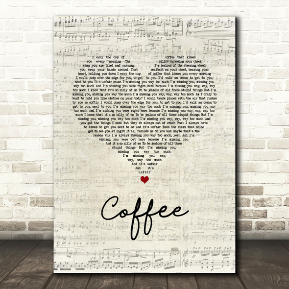 Tori Kelly Coffee Script Heart Song Lyric Wall Art Print