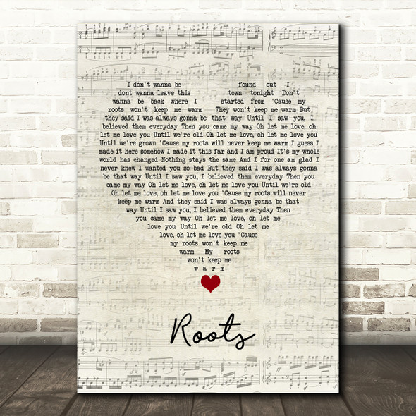 Grace Davies Roots Script Heart Song Lyric Wall Art Print