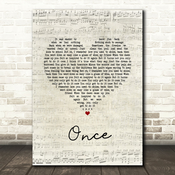 Liam Gallagher Once Script Heart Song Lyric Wall Art Print