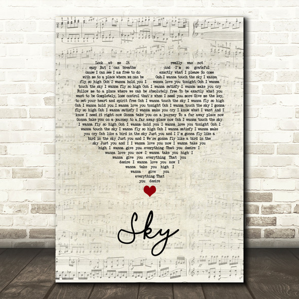 Sonique Sky Script Heart Song Lyric Wall Art Print