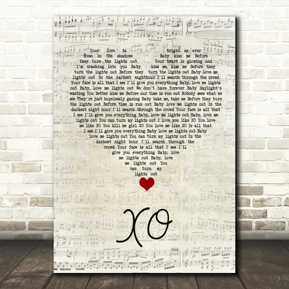 Beyoncé XO Script Heart Song Lyric Wall Art Print