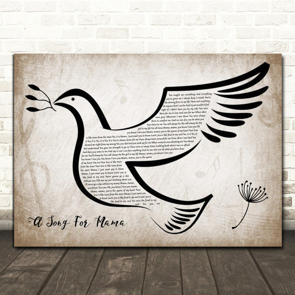 Boyz II Men A Song For Mama Vintage Dove Bird Song Lyric Wall Art Print