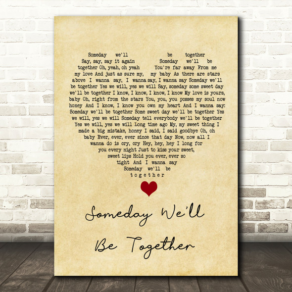 Diana Ross Someday We'll Be Together Vintage Heart Song Lyric Wall Art Print