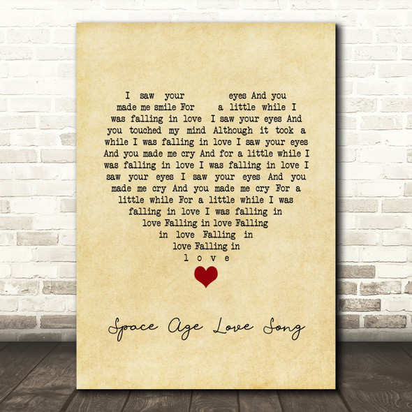 A Flock Of Seagulls Space Age Love Song Vintage Heart Song Lyric Wall Art Print